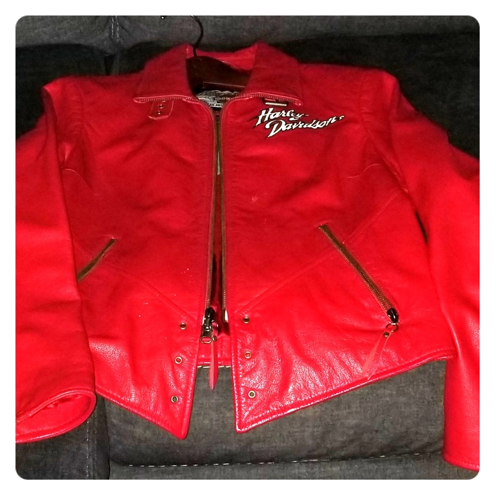 Red Leather Harley Davidson Jacket